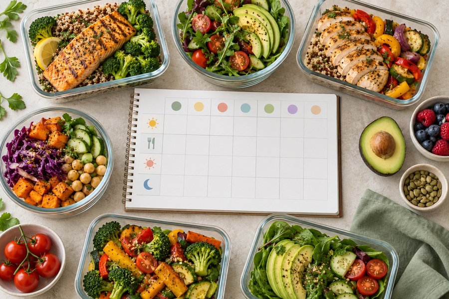 7-day diabetes-friendly meal plan with balanced breakfast, lunch, dinner, and snacks