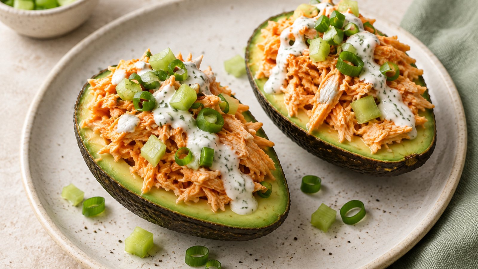 Buffalo Chicken Stuffed Avocado