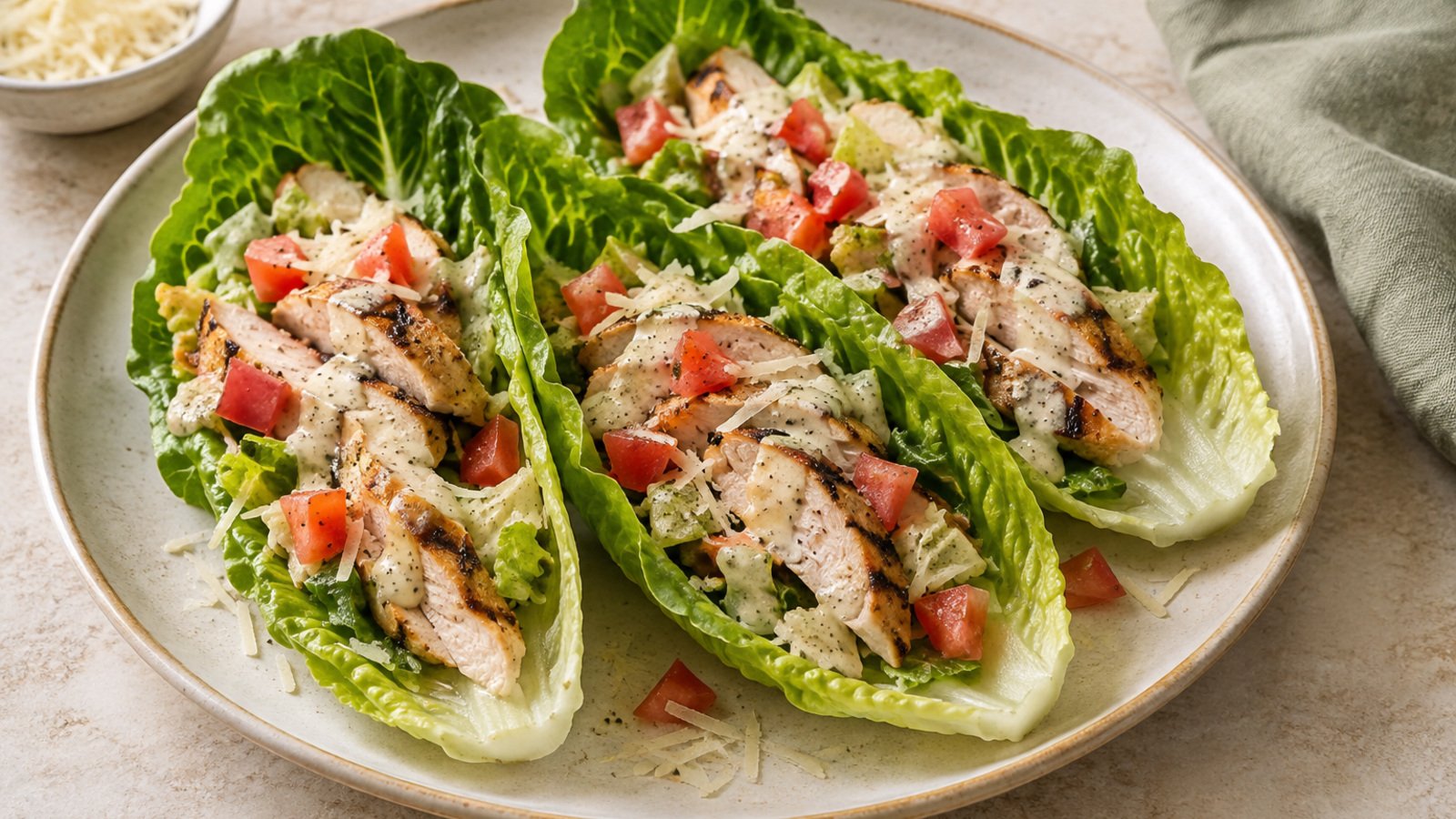 Chicken Caesar Lettuce Cups