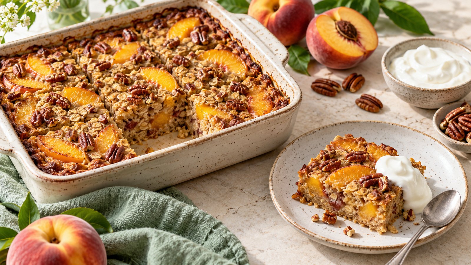 Peach Pecan Baked Oatmeal