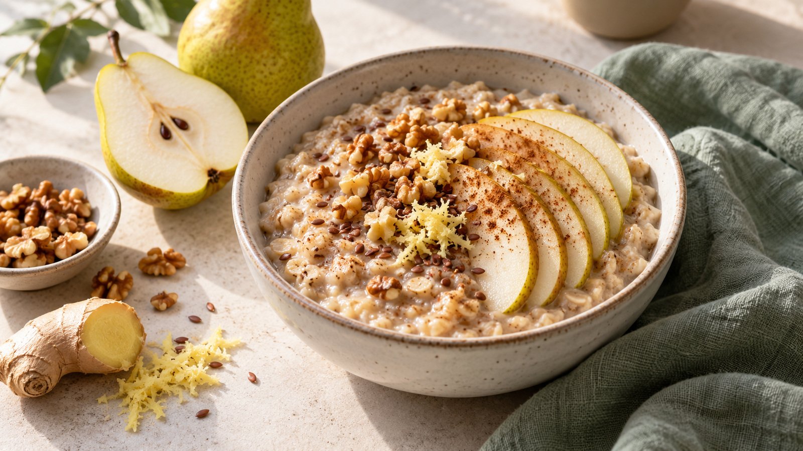 Pear Ginger Walnut Oatmeal