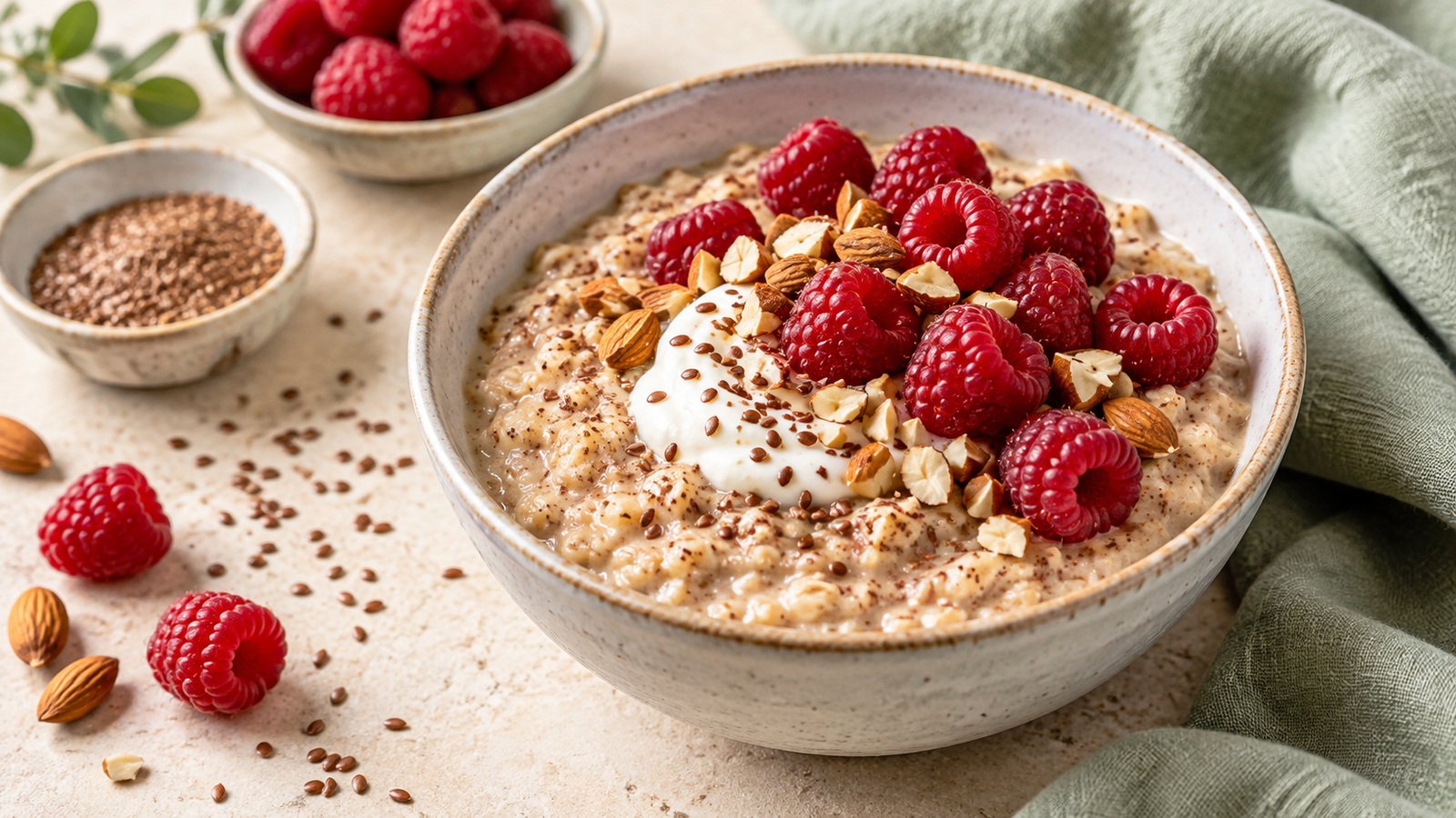Raspberry Flaxseed Oatmeal