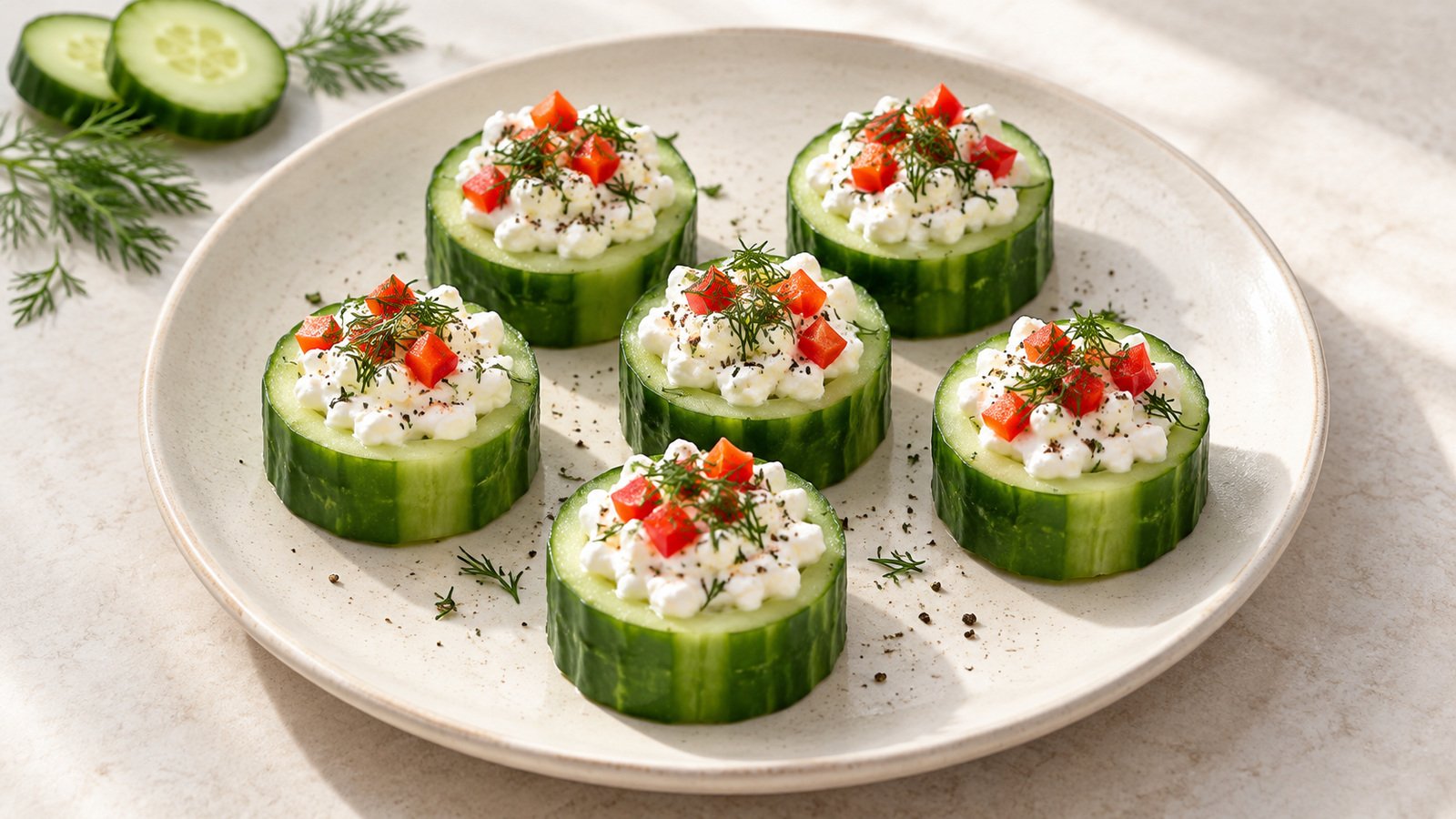 Savory Cottage Cheese Cucumber Cups