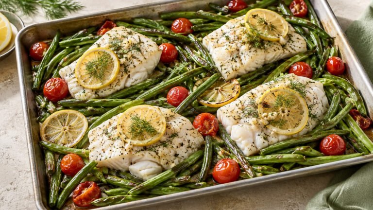 Sheet-Pan Lemon Cod and Green Beans