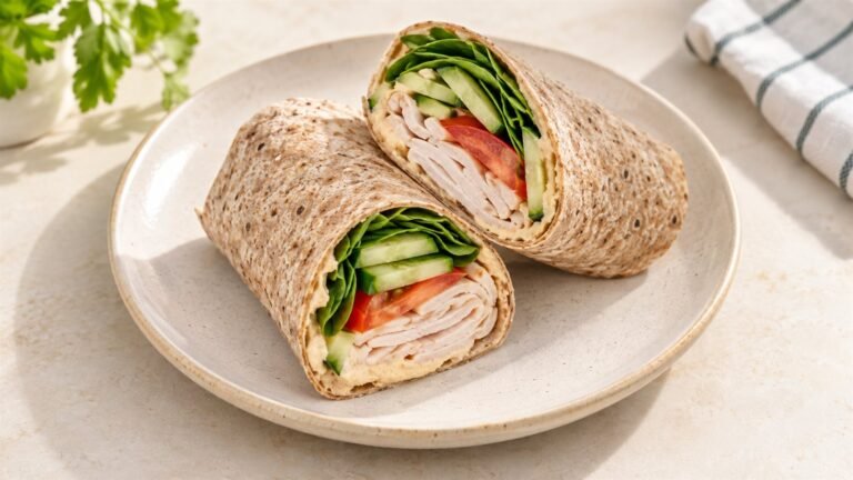 Turkey Cucumber Hummus Wraps